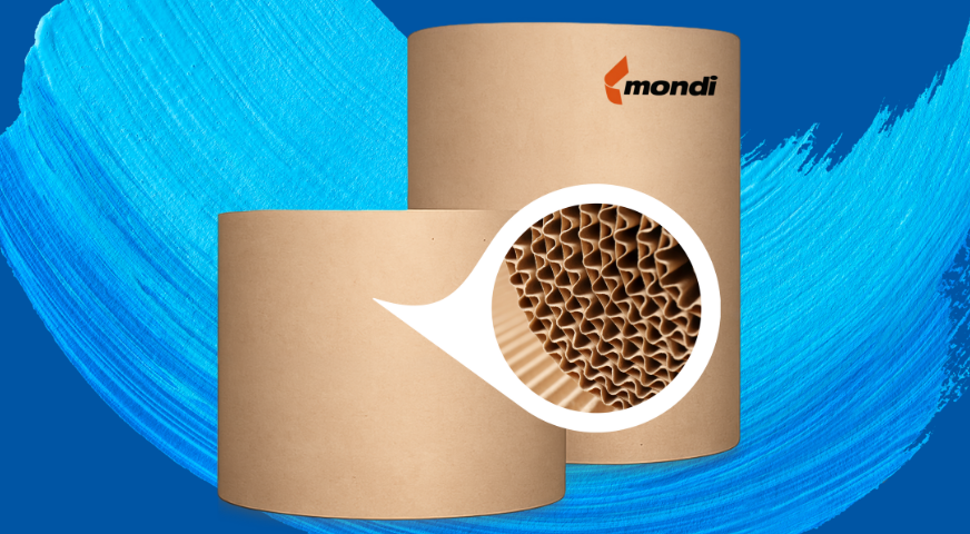 2 brown paper reels with a zoom-in to the fluting in a circle